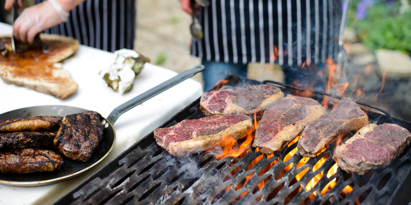 steak on the grill